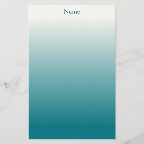 Personalized White and Teal Ombre Stationery