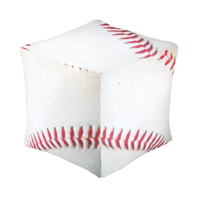 Personalized White Baseball  pillow block (Angled Back)