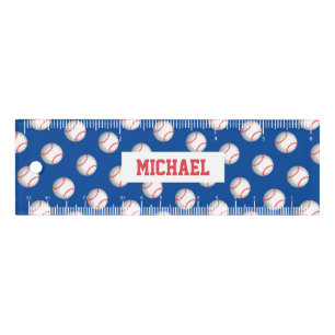 Personalized White Baseball Red Stitching Ruler