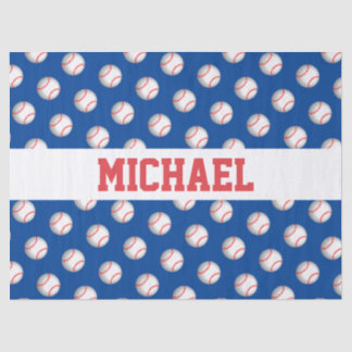 Personalized White Baseball Red Stitching Tissue Paper
