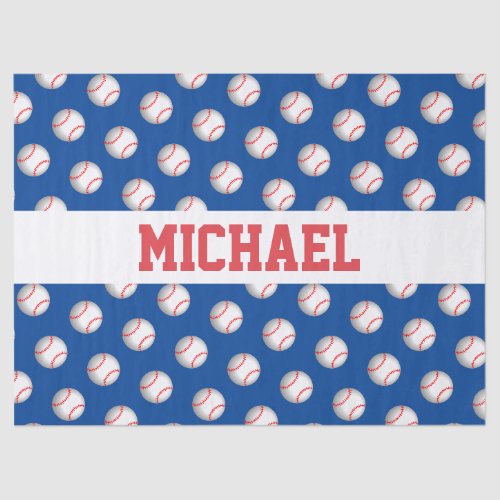 Personalized White Baseball Red Stitching Tissue Paper