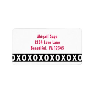 Personalized White, Black and Pink Chic XOXO Label