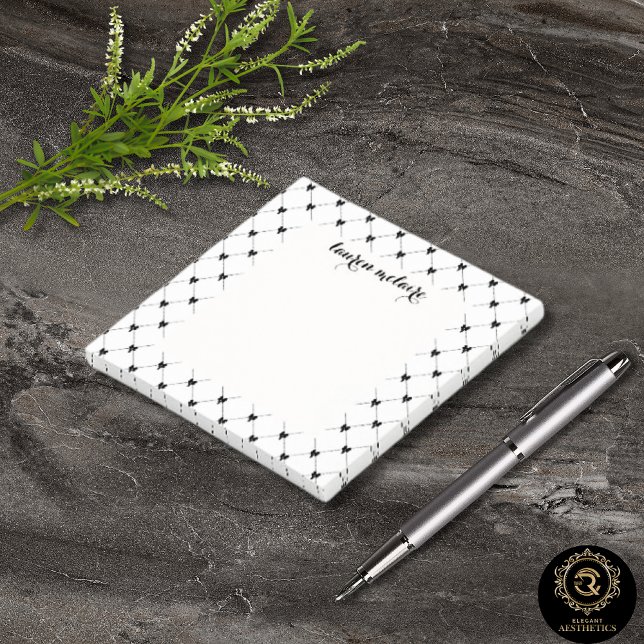 Personalized White & Black Bow Script Post-it Notes (Creator Uploaded)