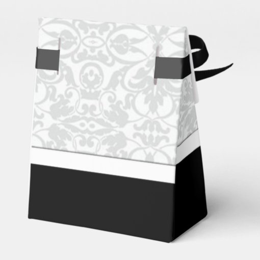 Personalized White & Black Damask Favor Box Zazzle
