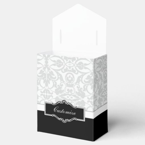 Personalized White & Black Damask Favor Box Zazzle