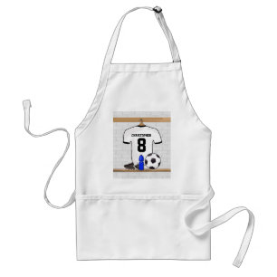 Personalized White Black Football Soccer Jersey Adult Apron