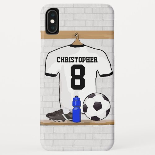 Personalized White Black Football Soccer Jersey iPhone XS Max Case