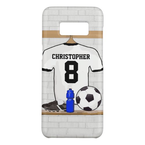 Personalized White Black Football Soccer Jersey Case_Mate Samsung Galaxy S8 Case