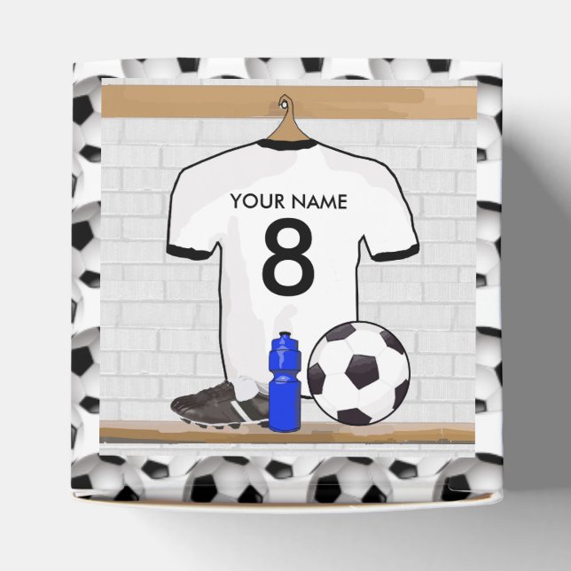 Personalized White Black Football Soccer Jersey Favor Boxes (Top)