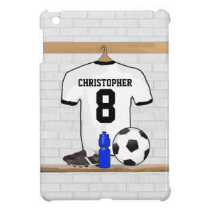 Personalized White Black Football Soccer Jersey iPad Mini Cover