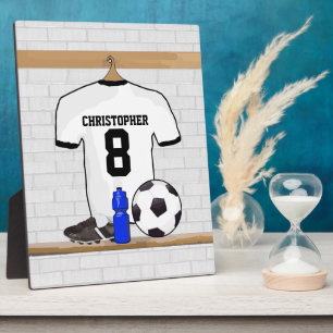 Personalized White Black Football Soccer Jersey Plaque