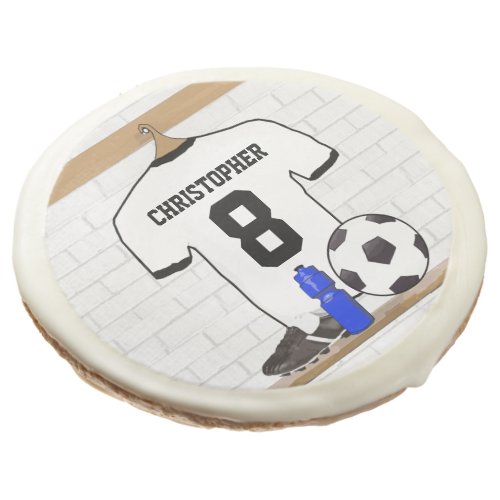 Personalized White Black Football Soccer Jersey Sugar Cookie