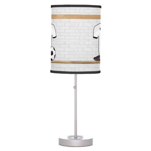 Personalized White Black Football Soccer Jersey Table Lamp (Front)