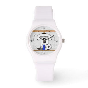 Personalized White Black Football Soccer Jersey Watch