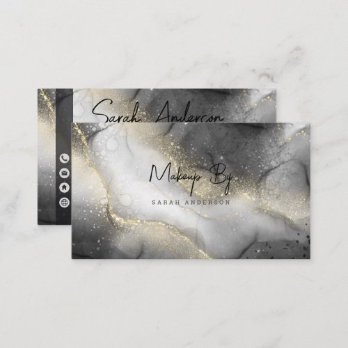 Personalized White Black Gold Glitter Business Card