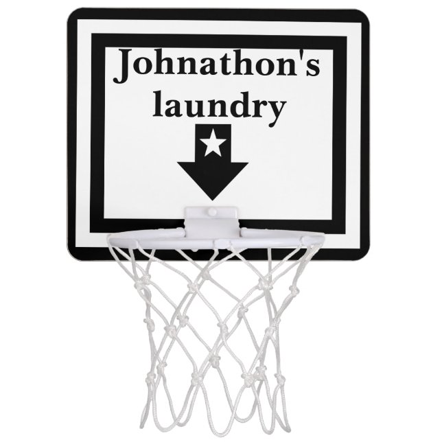Personalized White & Black Laundry Basketball Hoop (Front)