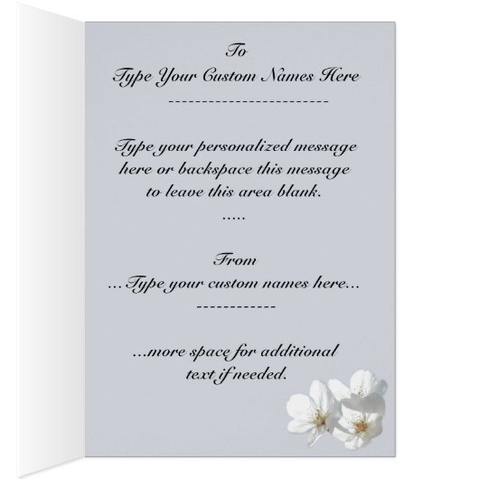 Personalized White Blossom Card Pink Flowers Card (Inside (Right))