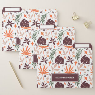 Personalized White Boho Chic Botanical Pattern File Folder