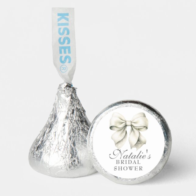Personalized White Bow Bridal Shower Fancy Hershey®'s Kisses® (Front)