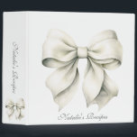 Personalized White Bow Bridal Shower Recipe 3 Ring Binder<br><div class="desc">The Personalized White Bow Bridal Shower Recipe 3-Ring Binder is the perfect keepsake for organizing cherished recipes from loved ones. This custom bridal shower recipe binder features a delicate white bow design, adding a touch of elegance to your bridal shower. Designed to hold and protect recipe cards, this binder is...</div>