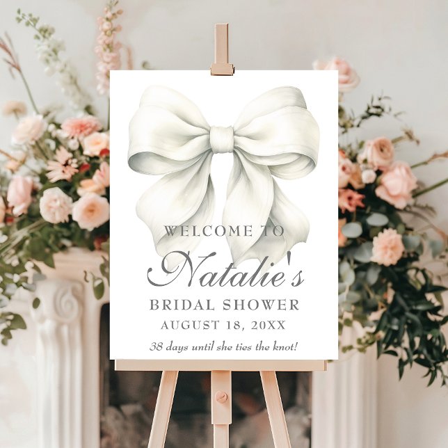 Personalized White Bow Bridal Shower Welcome Sign (Creator Uploaded)