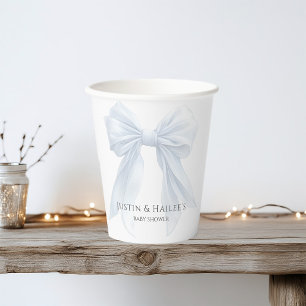 Personalized White Bow Girl Coquette Baby Shower Paper Cups