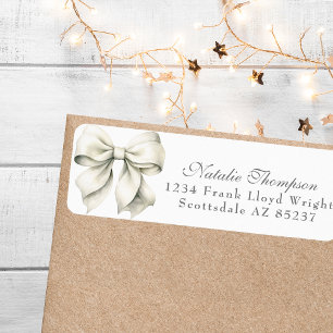 Personalized White Bow Return Mailing Address Label