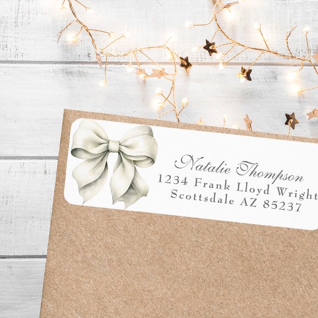 Personalized White Bow Return Mailing Address Label (Creator Uploaded)