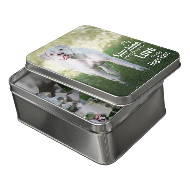 Personalized White Boxer Photo Jigsaw Puzzles (Lid Open)