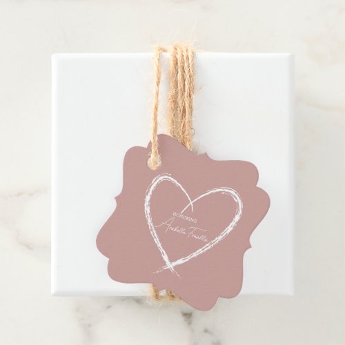 Personalized White Bridal Shower Rose Gold Favor Tags