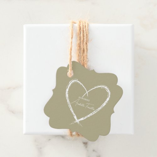 Personalized White Bridal Shower Sage Green Favor Tags