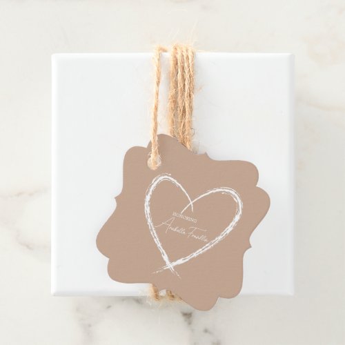 Personalized White Bridal Shower Taupe Favor Tags