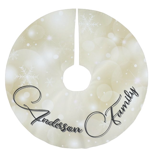 Personalized White Christmas Brushed Polyester Tree Skirt (Front)