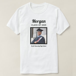 Personalized White Class of 2024 Graduation Photo T-Shirt