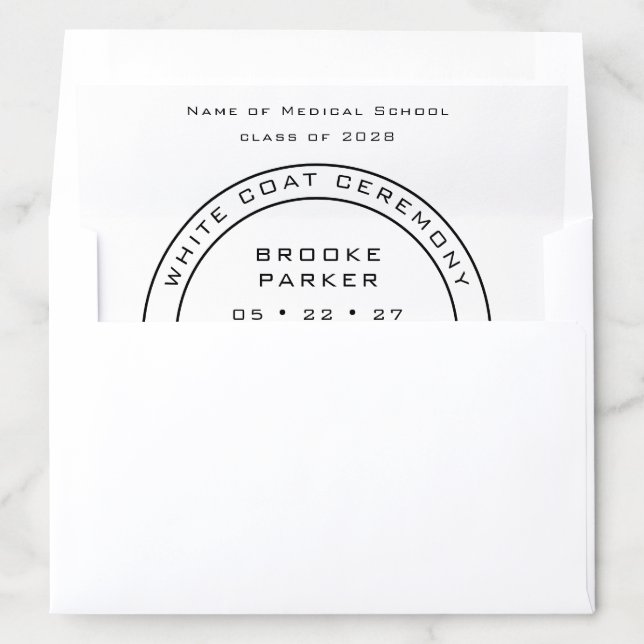 Personalized White Coat Ceremony   Envelope Liner (In Envelope)