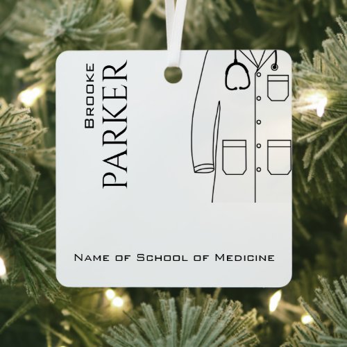 Personalized White Coat Ceremony  New Doctor Metal Ornament