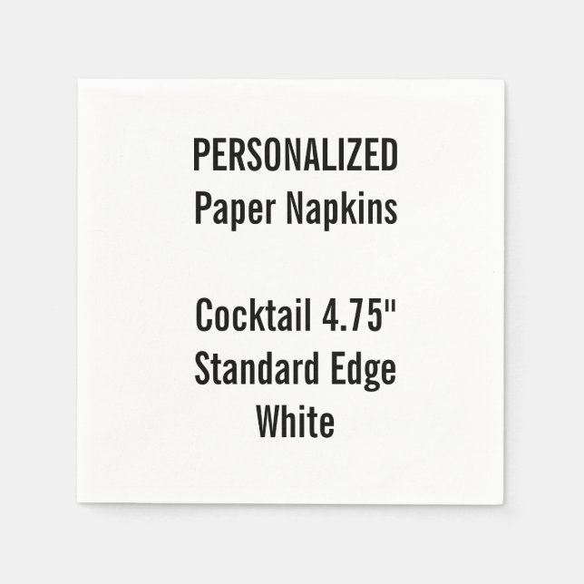 Personalized White Cocktail Paper Napkins (Front)