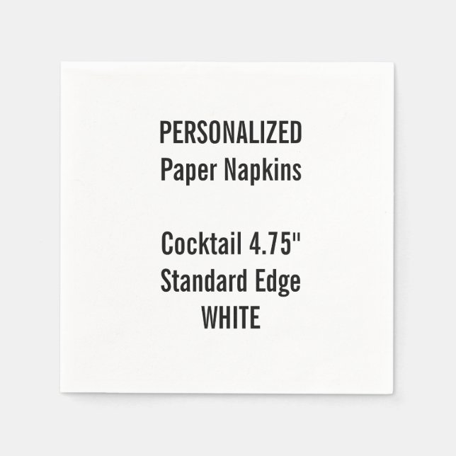 Personalized WHITE Cocktail Paper Napkins (Front)