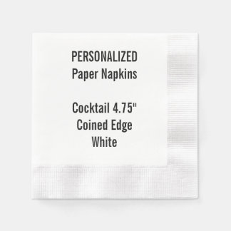 Personalized WHITE Coined Cocktail Paper Napkin