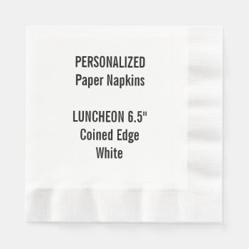 Personalized White Coined Luncheon Paper Napkin by PersonalizedNapkins at Zazzle