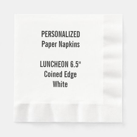 Personalized White Coined Luncheon Paper Napkin
