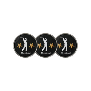 Personalized White-Colored Male Golfer Silhouette Golf Ball Marker
