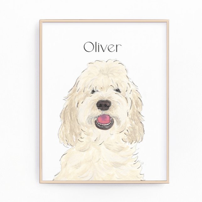 Personalized White Cream Doodle Dog Art Photo Print (Creator Uploaded)