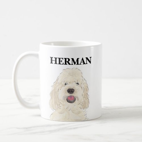 Personalized White Cream Doodle Dog Coffee Mug