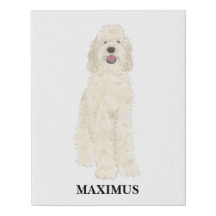 Personalized White Cream Doodle Dog Faux Canvas Print