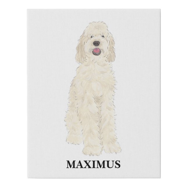 Personalized White Cream Doodle Dog Faux Canvas Print (Front)