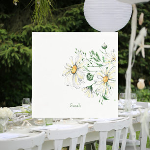 Personalized White Daisies Shower Cocktail II Napkins