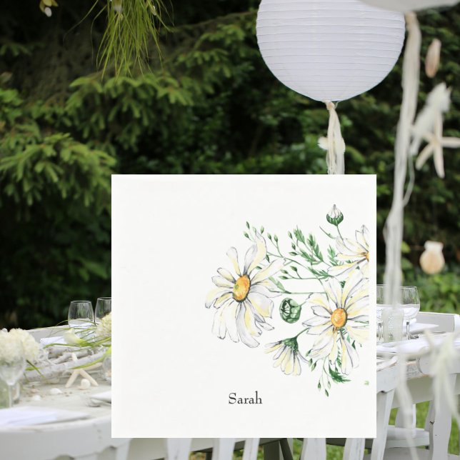 Personalized White Daisies Shower Cocktail Napkins (Creator Uploaded)