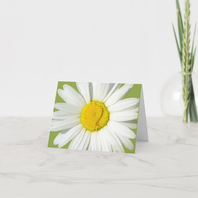 Personalized White Daisy Blank Stationary Card (Front)