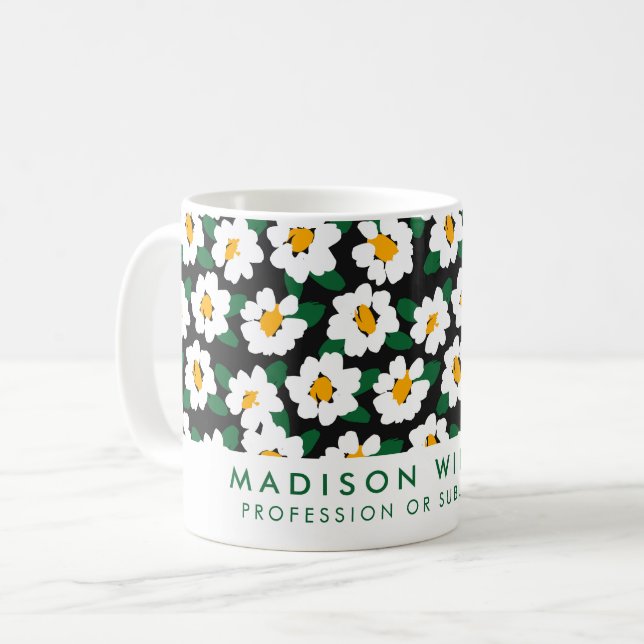 Personalized White Daisy Flower Mug | Custom Name  (Front Left)